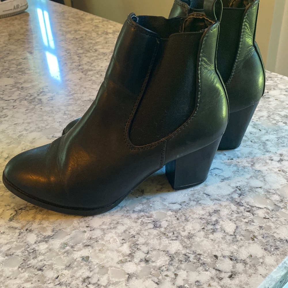 Bass black heeled boots.